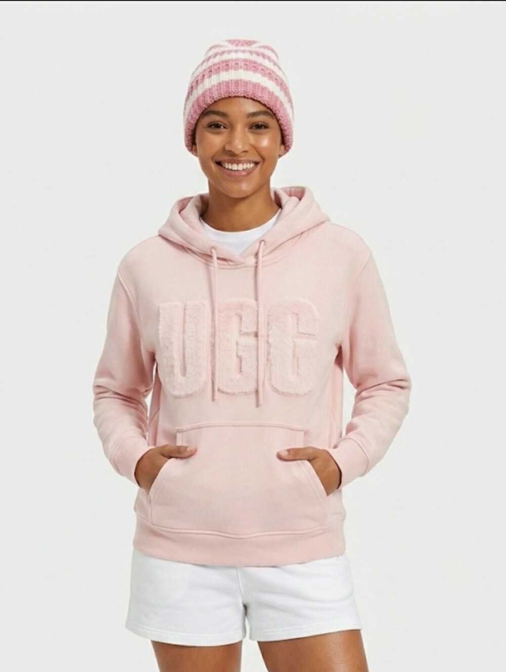 UGG Chunky Cozy Kango Hoodie Cotton Medium Light Pink Blokecore Preppy